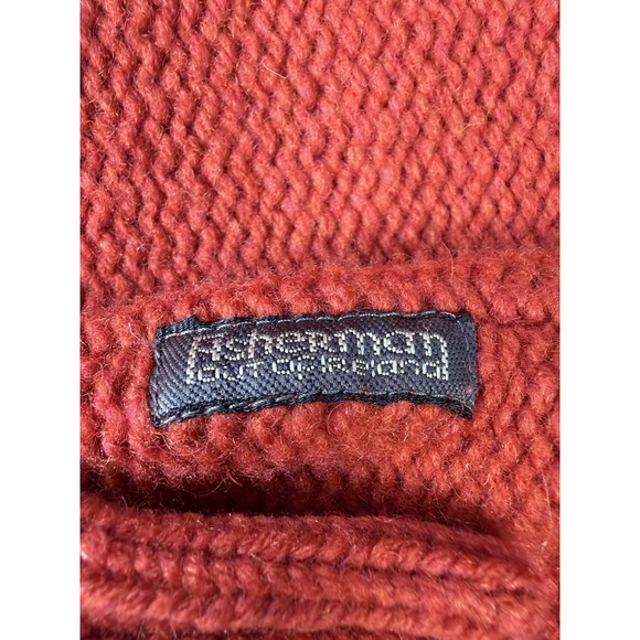 Fisherman Out of Ireland Mens XL Wool Quarter Zip Sweater Red Knit Pullover - Picture 13 of 14